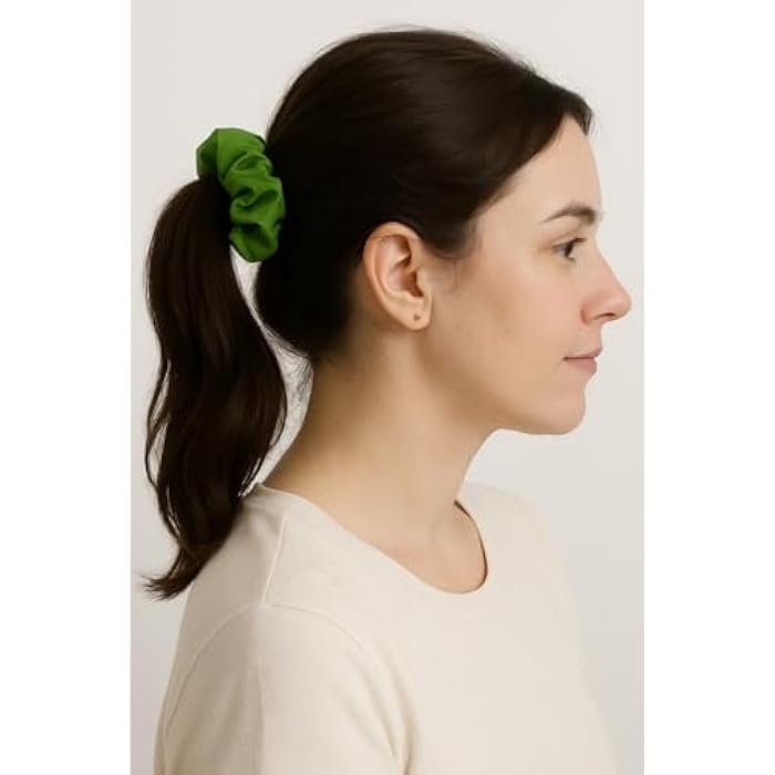 zecotex  Wide Satin Hair Scrunchy | Soft & Comfortable, No-Damage Elastic Hair Tie for Women & Girls | Stylish & Gentle on Hair – 1 Piece (Green, One Size) - Image 1
